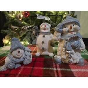 Vintage Encore Snow Buddies Figures Lot of 3 Snowmen Christmas Decorations